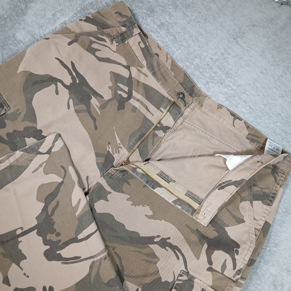 Wrangler Cargo Pants Mens 40x32 Tan Camo Straight Fit Cotton Workwear